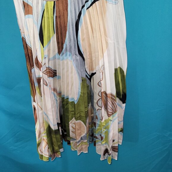 Pleated Floral Print Sleeveless Dress With Belt For Women One Size By Lamiar - Picture 9 of 11